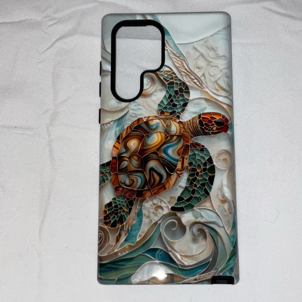 Samsung Galaxy S22 Ultra Beautiful Mosaic Turtle Design Phone Case in Gloss